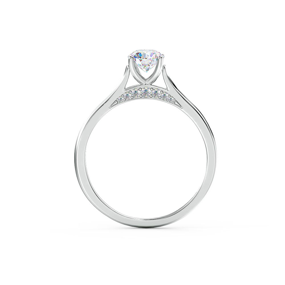 A beautiful claw set engagement ring with a unique side profile