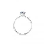 A classic engagement ring is beautifully claw set with a unique side profile