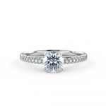Stunning engagement ring with diamonds on a delicate band